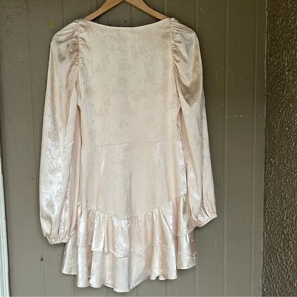 Revolve Majorelle Etta mini Cream Satin Dress with Bow in champagne